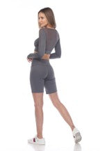 Load image into Gallery viewer, Charcoal Biker Crop Set- EOSSALE
